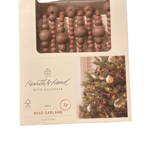 Hearth and Hand Magnolia Wood Brown Bead Christmas Holiday Home Boho Garland - Picture 2 of 3
